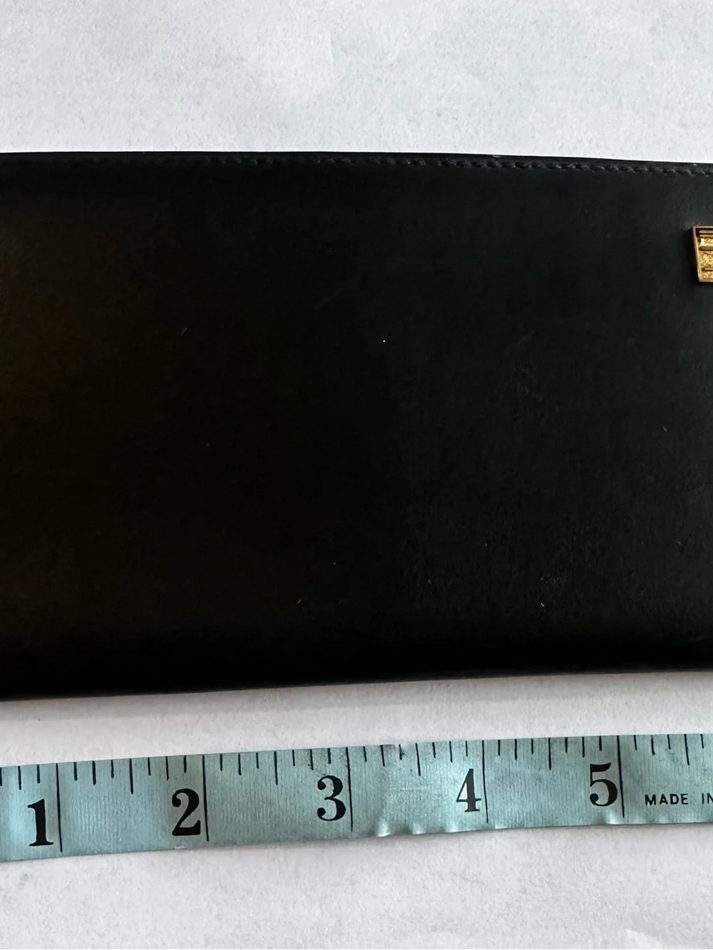 Dunhill Black Leather Long Card Organizer with Gold Accents Unisex